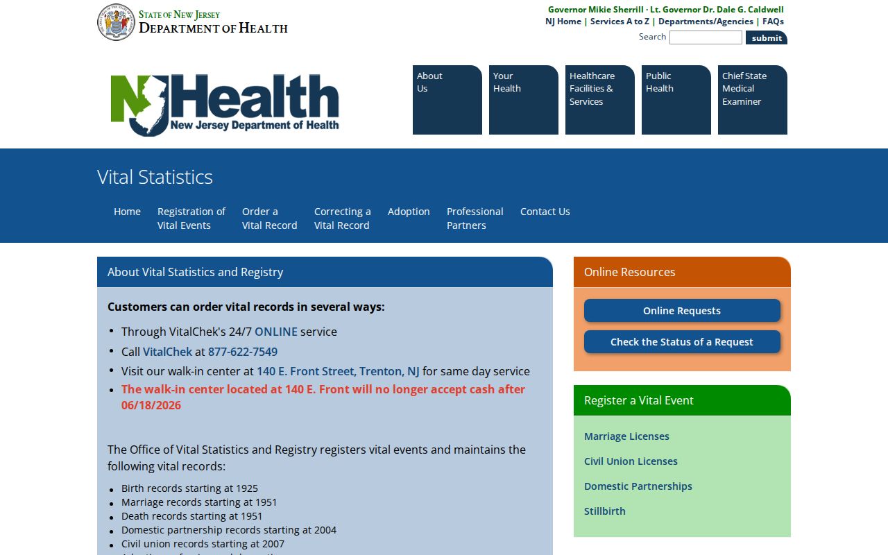 Deptford residents directory New Jersey vital statistics page