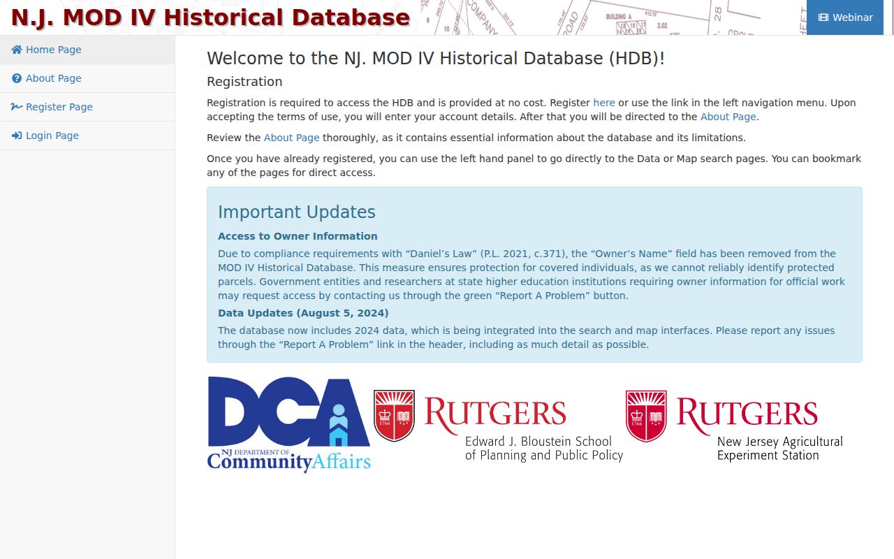 Deptford previous residents MOD IV historical property tax database