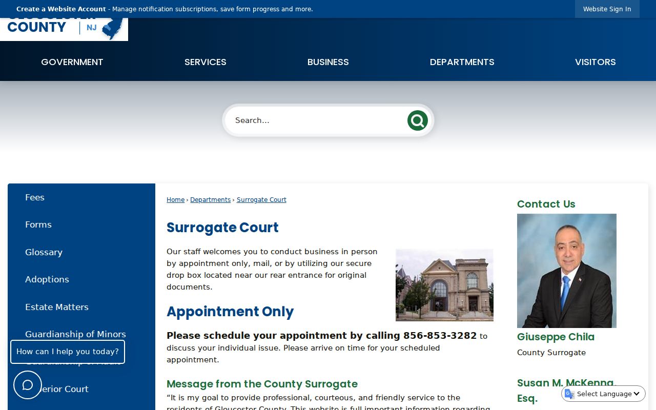Deptford previous residents Gloucester County Surrogate Court reference