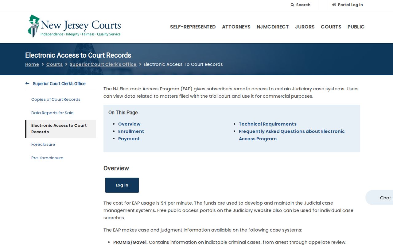 Deptford resident lookup court electronic-access rules