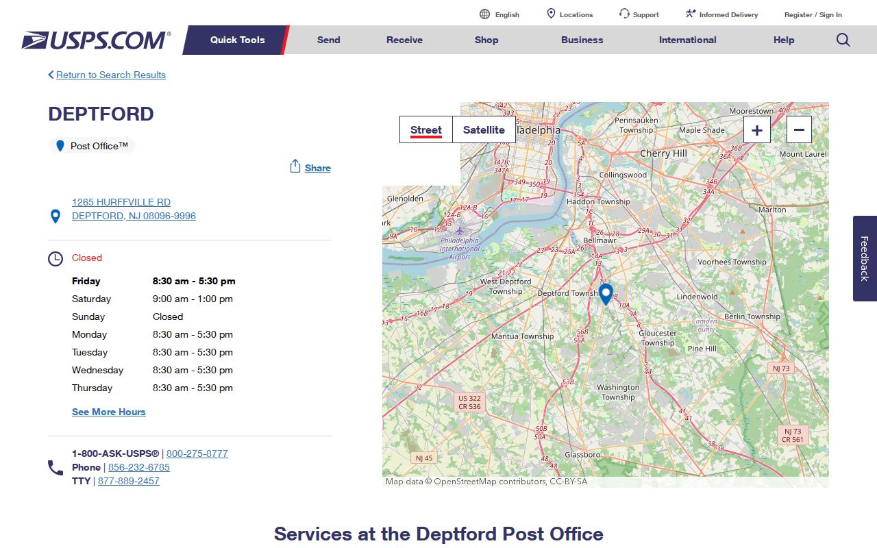 Deptford ZIP code directory USPS post office listing